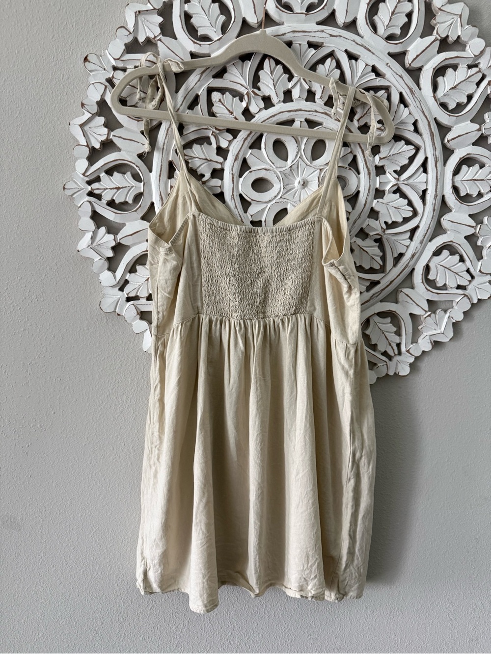Aerie Cream Beige Tank Linen Blend Day Dress Casual Large - Picture 5 of 7